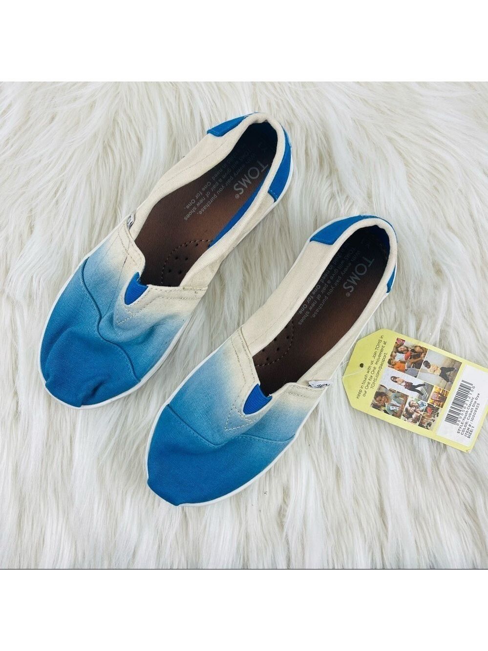 Youth Toms Classic Cobolt Dip Dye Slip On Shoes Size 1 US! - Picture 5 of 10
